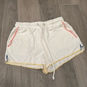 Sunday Steven’s Women’s White Shorts With Colorful Stitching Size S